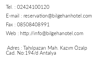 Bilgehan Hotel iletiim bilgileri